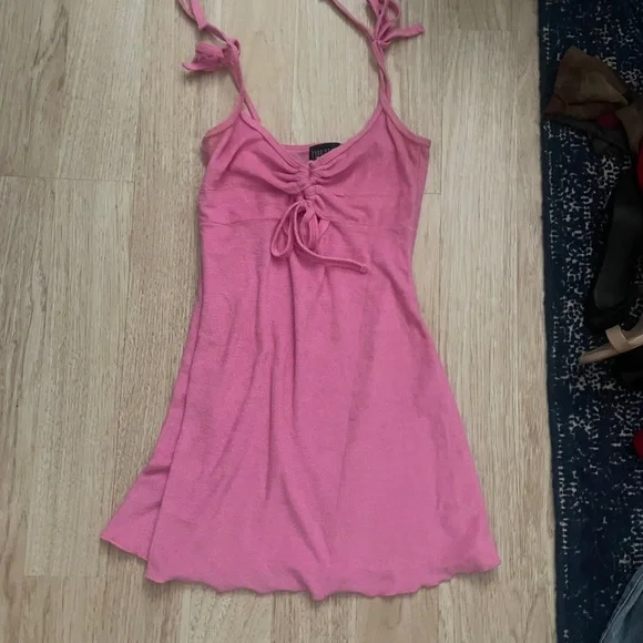 Current Mood Pink Tie-Strap terry cloth dress - Picture 1 of 3